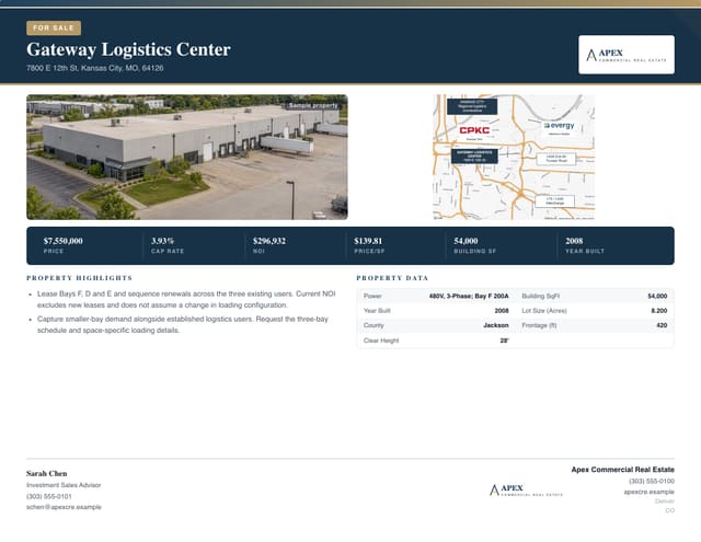 Industrial For Sale Flyer, executive layout