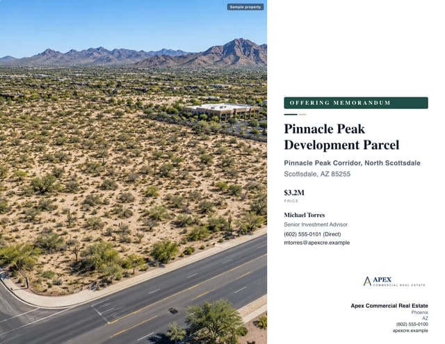 Sample Land offering memorandum cover created with CREBuilder