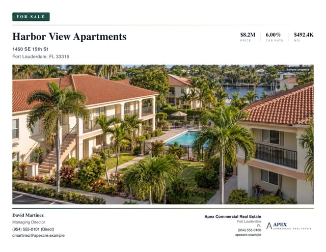 Multifamily Sales Teaser, professional layout