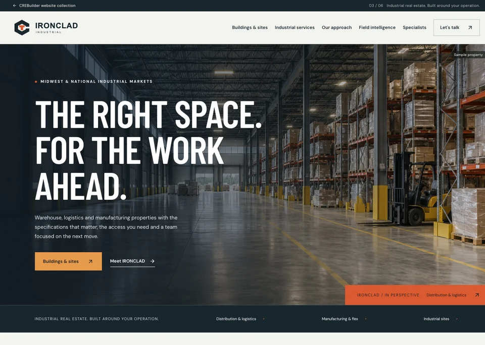 Ironclad Industrial sample commercial real estate website