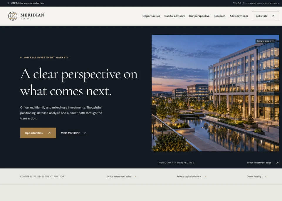 Meridian Capital sample commercial real estate website