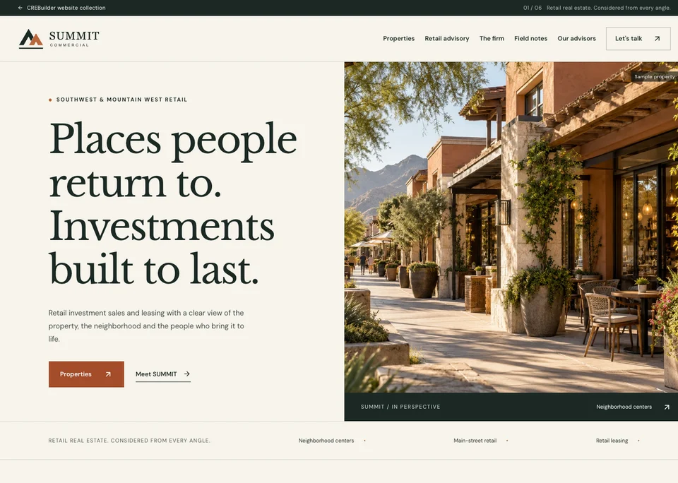 Summit Commercial sample commercial real estate website